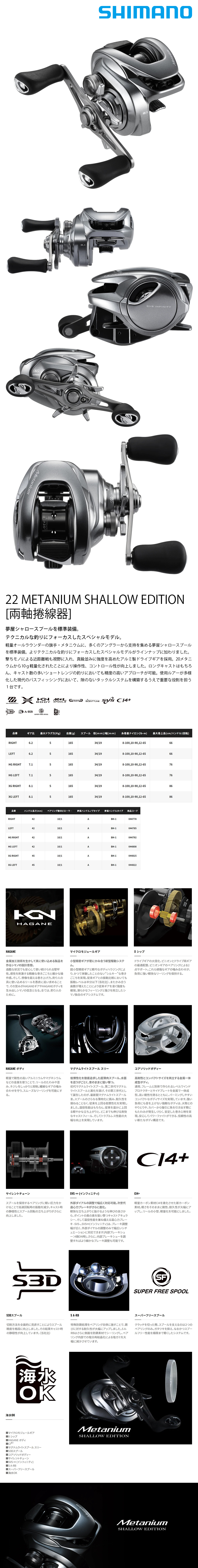 SHIMANO 22 METANIUM SHALLOW EDITION HG L [兩軸捲線器] - 漁拓